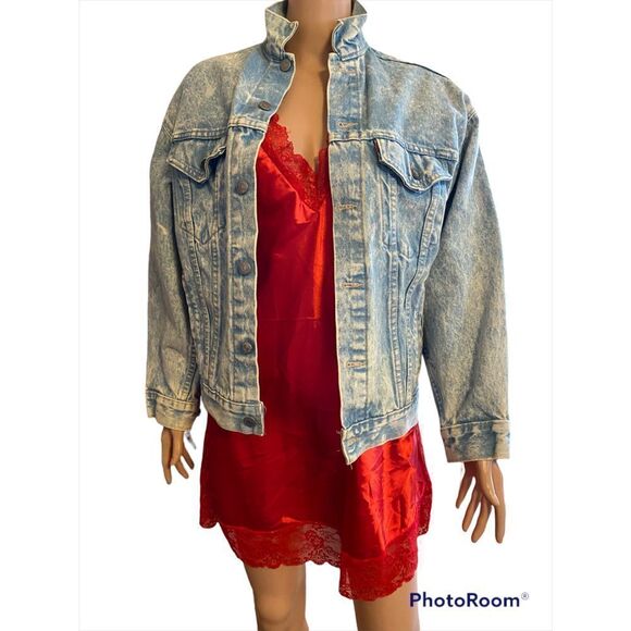 Vintage Distressed Levi’s Acid Wash Denim Jacket L - Picture 1 of 11